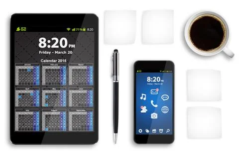 Workplace with tech device Stock Illustration