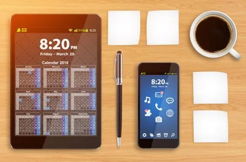 Workplace with tech device Stock-Illustration