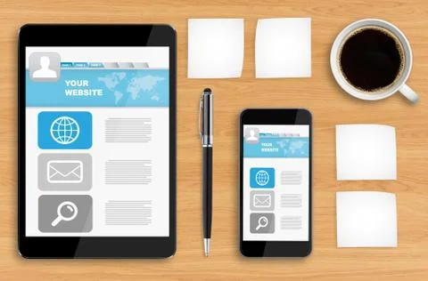 Workplace with tech device Stock Illustration