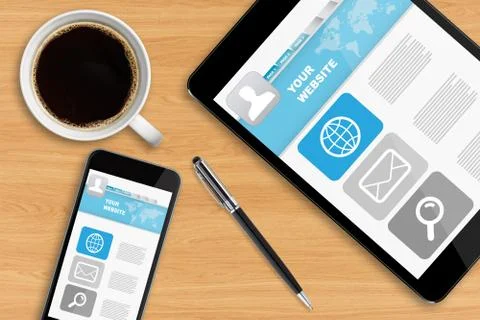 Workplace with tech device Illustration