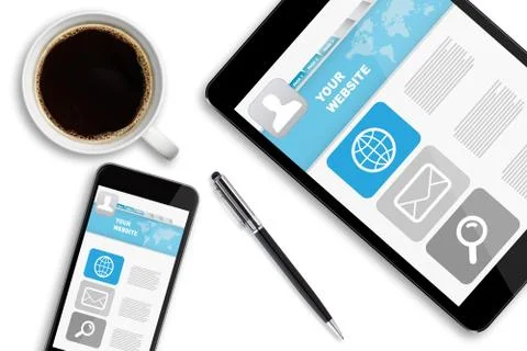 Workplace with tech device Stock Illustration