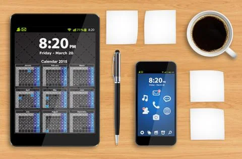 Workplace with tech device Stock Illustration