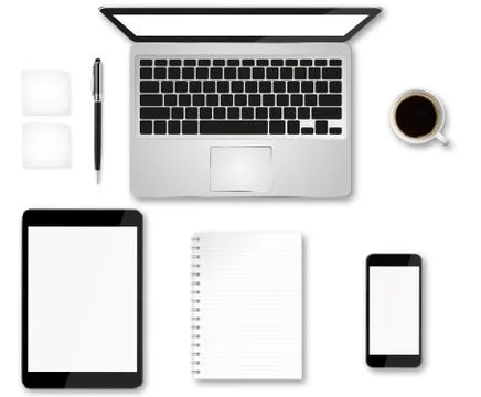 Workplace with tech device Stock Illustration