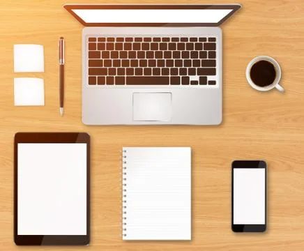 Workplace with tech device Illustrazione stock