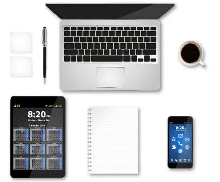 Workplace with tech device Illustrazione stock
