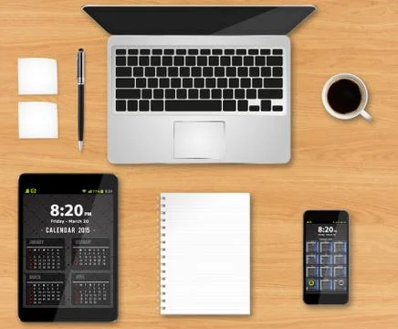 Workplace with tech device Illustration