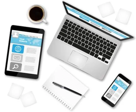 Workplace with tech device Stock Illustration