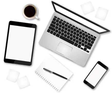 Workplace with tech device Illustrazione stock