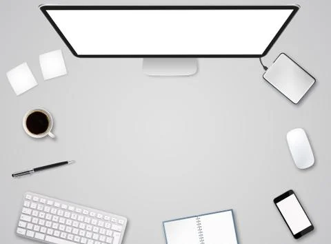 Workplace with tech device Stock Illustration