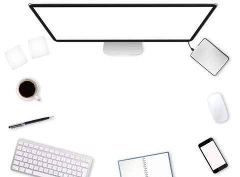 Workplace with tech device Stock Illustration