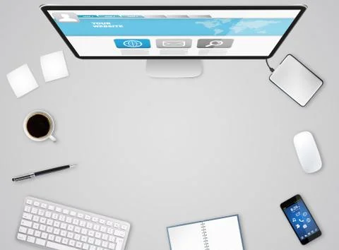 Workplace with tech device Stock Illustration