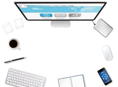 Workplace with tech device Stock Illustration