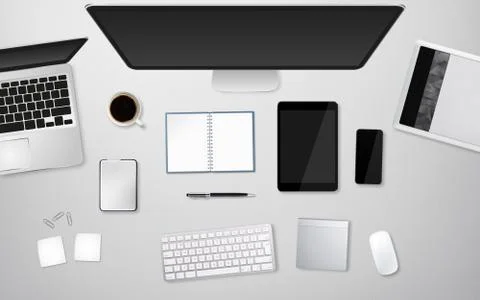 Workplace with tech device Illustration