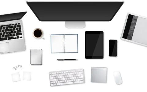 Workplace with tech device Иллюстрация