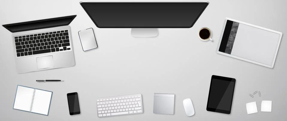 Workplace with tech device Illustrazione stock