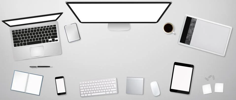Workplace with tech device Stock Illustration
