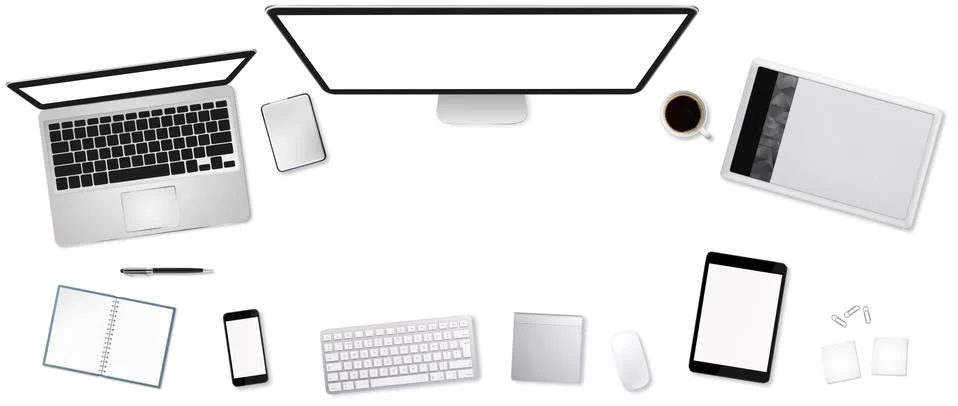 Workplace with tech device Stock Illustration