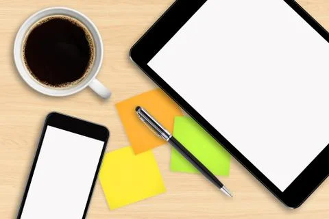 Workplace with tech device Stock Illustration