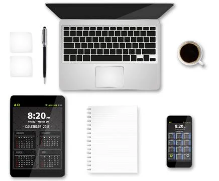 Workplace with tech device Stock Illustration