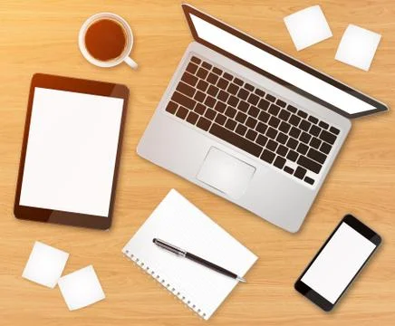 Workplace with tech device Illustrazione stock