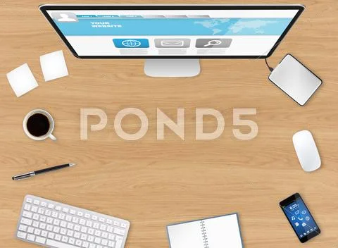 Workplace with tech device Illustrazione stock
