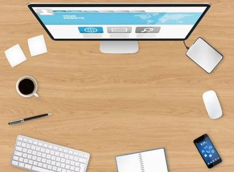 Workplace with tech device Stock Illustration