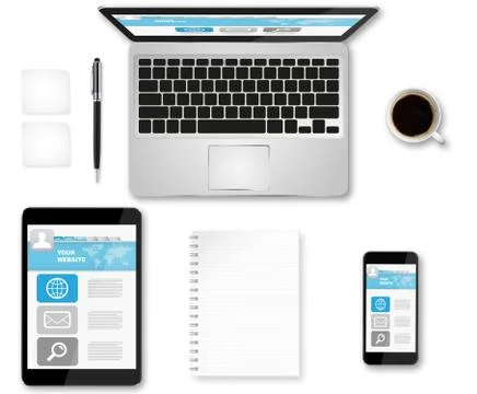 Workplace with tech device Illustrazione stock