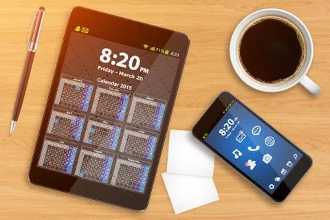 Workplace with tech device Illustrazione stock