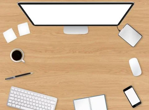 Workplace with tech device Stock Illustration