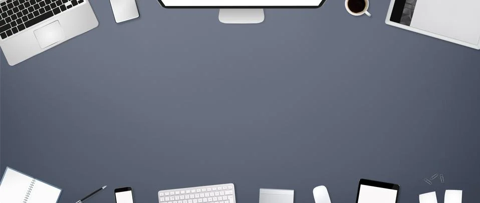 Workplace with tech device Stock Illustration