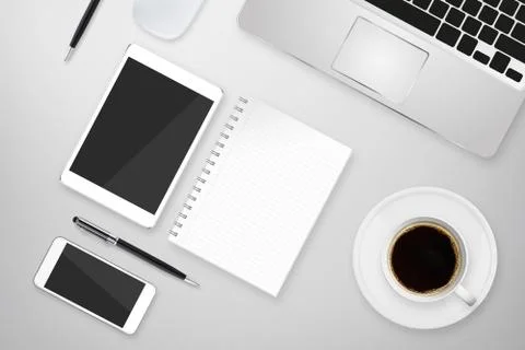 Workplace with tech device Stock Illustration