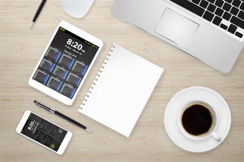 Workplace with tech device Stock Illustration