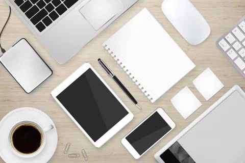 Workplace with tech device Stock Illustration
