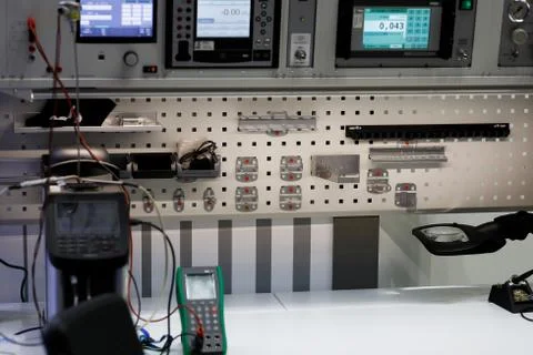 Workplace in the testing and quality control lab Stock Photos