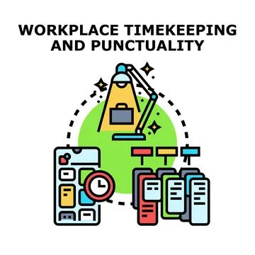 Workplace time management and punctuality monitoring concept Stock Illustration