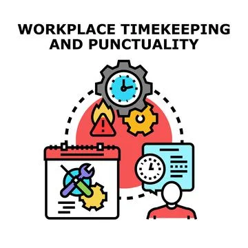 Workplace time management and punctuality concept illustration Stock Illustration