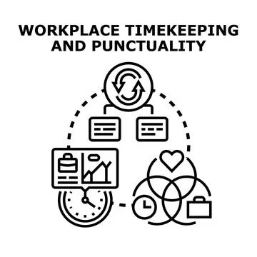 Workplace time management and punctuality concept managing tasks Stock Illustration