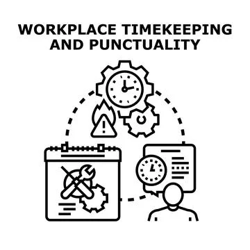 Workplace time management and punctuality concept illustration Stock Illustration