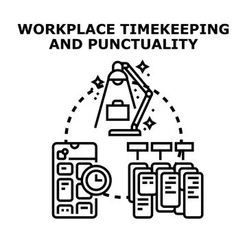 Workplace time management and punctuality monitoring concept Stock Illustration