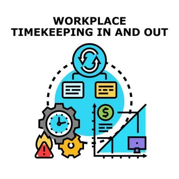 Workplace timekeeping and attendance management concept Stock Illustration