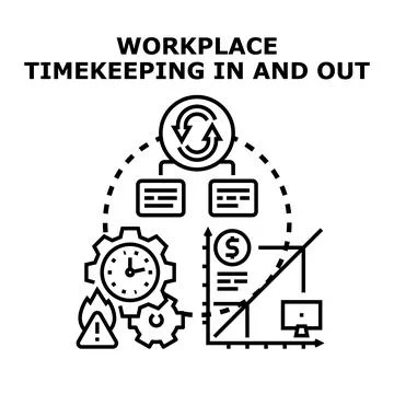 Workplace timekeeping and attendance management concept Stock Illustration