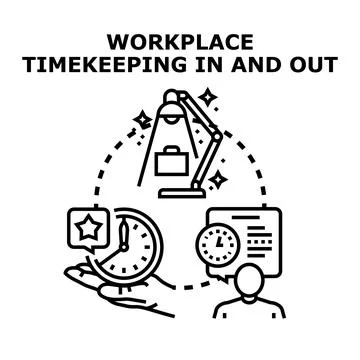 Workplace timekeeping system managing employee work hours Stock Illustration