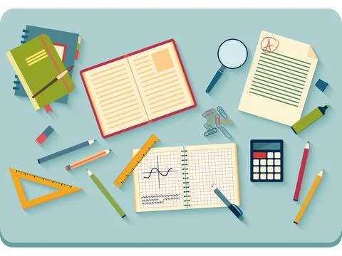 Workplace with tools. Top View Illustrazione stock