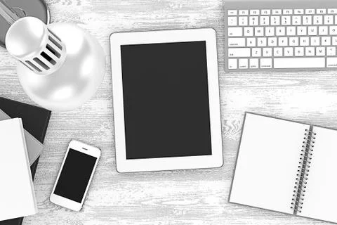 Workplace, top view Illustrazione stock
