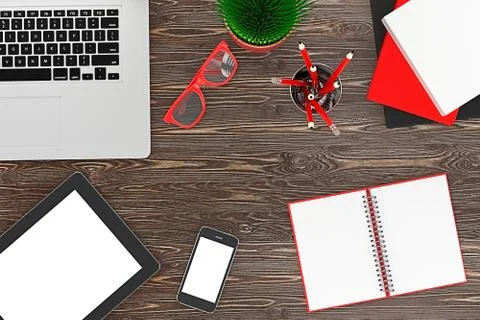 Workplace, top view Stock Illustration
