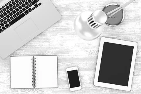 Workplace, top view Illustrazione stock