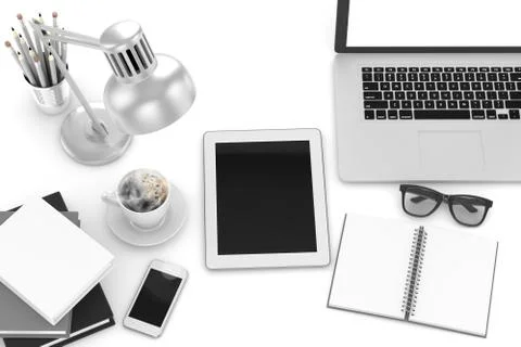 Workplace, top view Stock Illustration