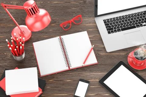 Workplace, top view Stock Illustration