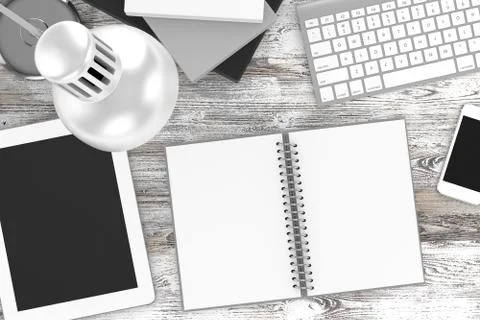 Workplace, top view Illustrazione stock
