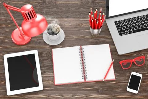 Workplace, top view Stock Illustration